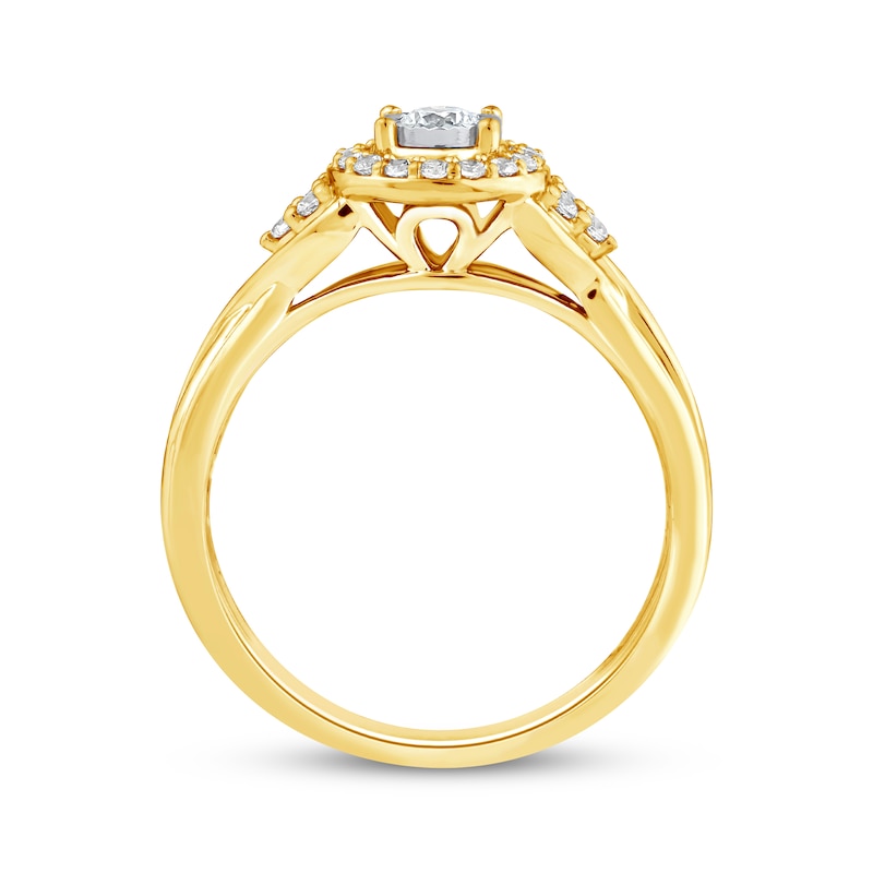 Main Image 6 of Now + Forever Round-Cut Diamond Halo Engagement Ring 1/3 ct tw 10K Yellow Gold