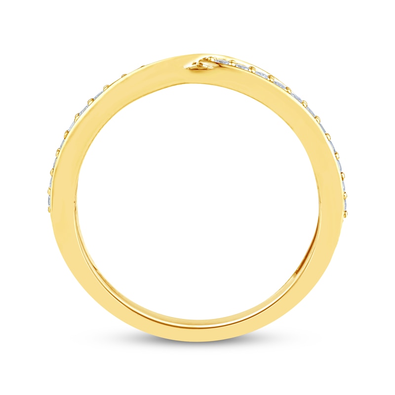 Main Image 9 of Now + Forever Diamond &quot;X&quot; Wedding Band 1/5 ct tw 10K Yellow Gold