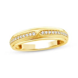 Now + Forever Men's Diamond "X" Wedding Band 1/5 ct tw 10K Yellow Gold