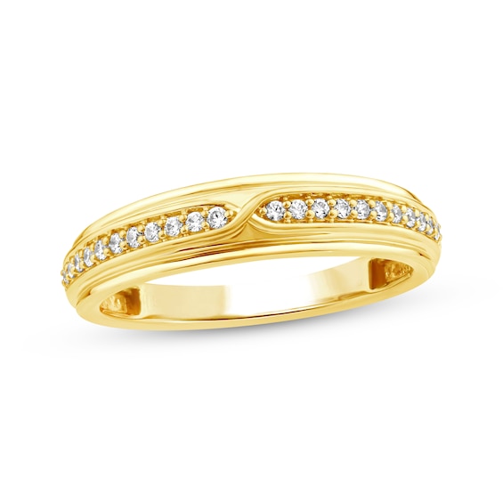 Now + Forever Men's Diamond "X" Wedding Band 1/5 ct tw 10K Yellow Gold