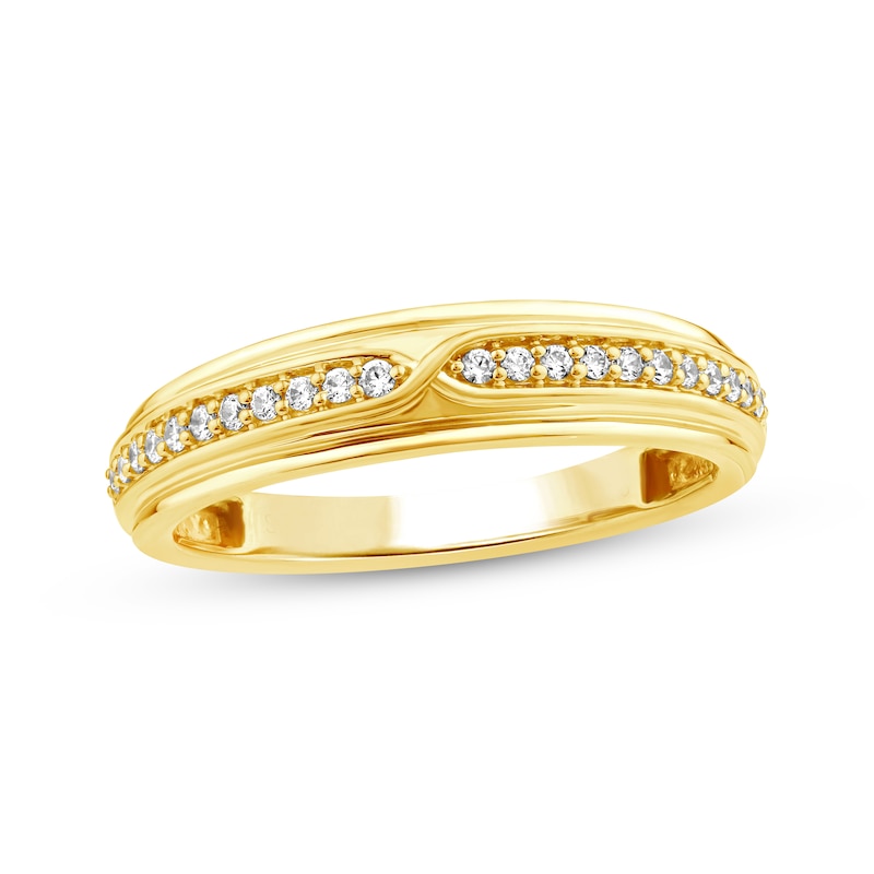 Main Image 10 of Now + Forever Men's Diamond &quot;X&quot; Wedding Band 1/5 ct tw 10K Yellow Gold
