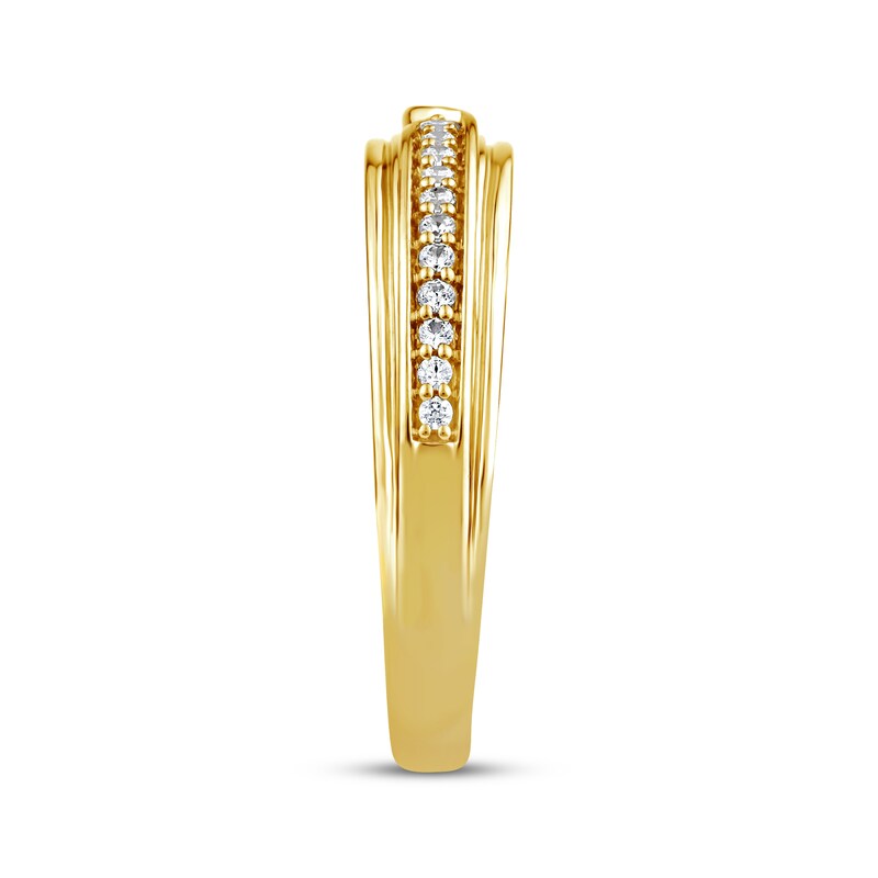 Main Image 11 of Now + Forever Men's Diamond &quot;X&quot; Wedding Band 1/5 ct tw 10K Yellow Gold