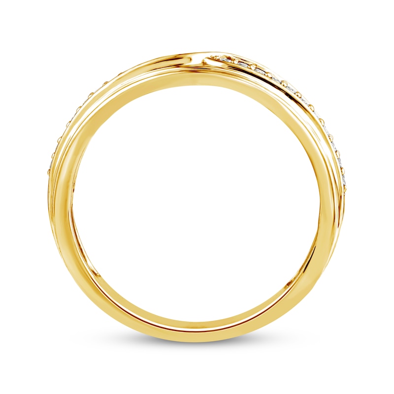 Main Image 12 of Now + Forever Men's Diamond &quot;X&quot; Wedding Band 1/5 ct tw 10K Yellow Gold