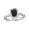 Thumbnail Image 1 of Neil Lane Emerald-Cut Black Diamond & White DIamond Engagement Ring 1-1/2 ct tw 14K White Gold