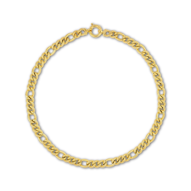 Italian Brilliance Diamond-Cut Hollow Figaro Chain Necklace 14K Yellow Gold 18"