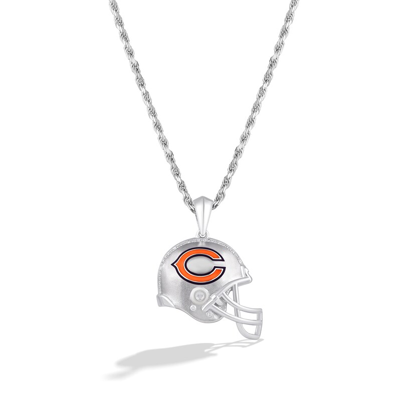 True Fans Chicago Bears 1/20 CT. T.W. Diamond Helmet Necklace in Sterling Silver