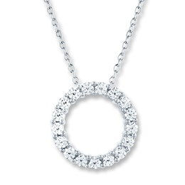 THE LEO Diamond Circle Necklace 1 ct tw Round-cut 14K White Gold 19"