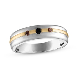 Men's Brown & Black Diamond Wedding Band 1/6 ct tw 10K Two-Tone Gold