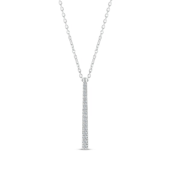 Diamond Vertical Bar Necklace 1/10 ct tw 10K White Gold 18"