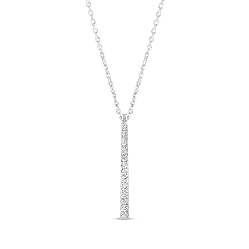 Diamond Vertical Bar Necklace 1/10 ct tw 10K White Gold 18