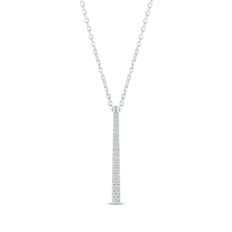 Diamond Vertical Bar Necklace 1/10 ct tw 10K White Gold 18" Kay