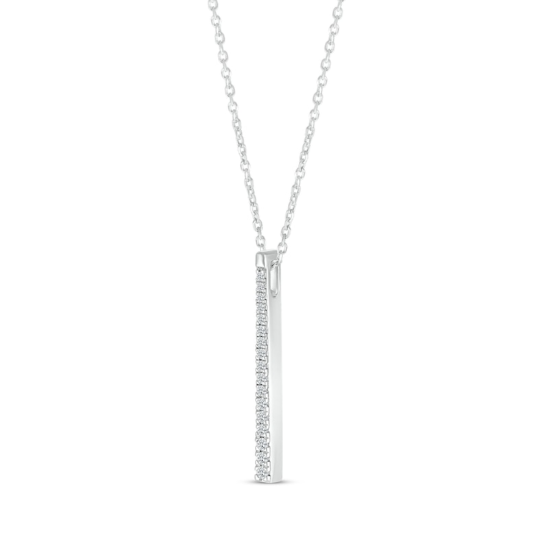 Main Image 2 of Diamond Vertical Bar Necklace 1/10 ct tw 10K White Gold 18"