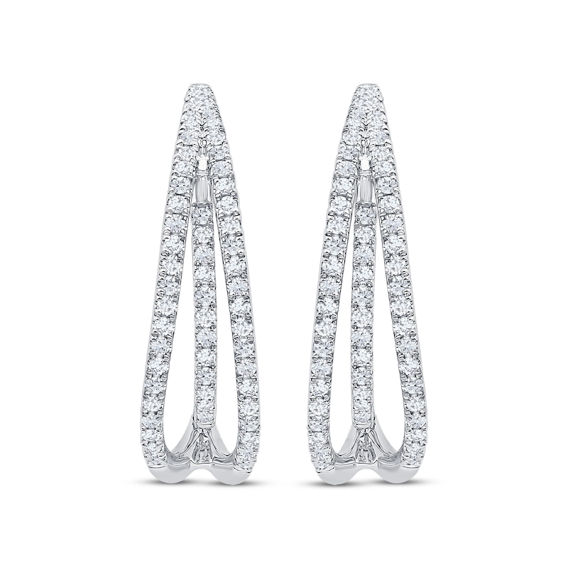Unstoppable Love Diamond Three-Row Split Hoop Earrings 1 ct tw 10K White Gold