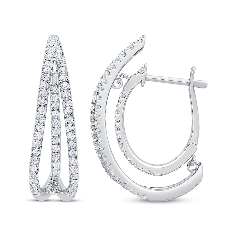 Unstoppable Love Diamond Three-Row Split Hoop Earrings 1 ct tw 10K White Gold