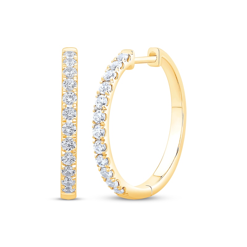 Main Image 1 of Diamond Hoop Earrings 1/2 ct tw 10K Yellow Gold