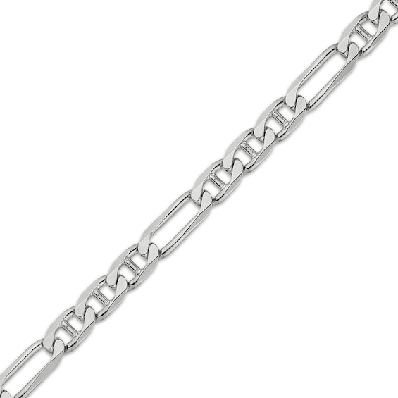 6.5mm Diamond-Cut Figaro Chain Bracelet Solid Sterling Silver 8.5"