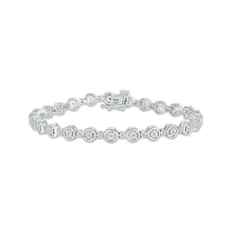 Main Image 1 of Diamond Tennis Bracelet 1/4 ct tw Round-cut Sterling Silver 7.25&quot;