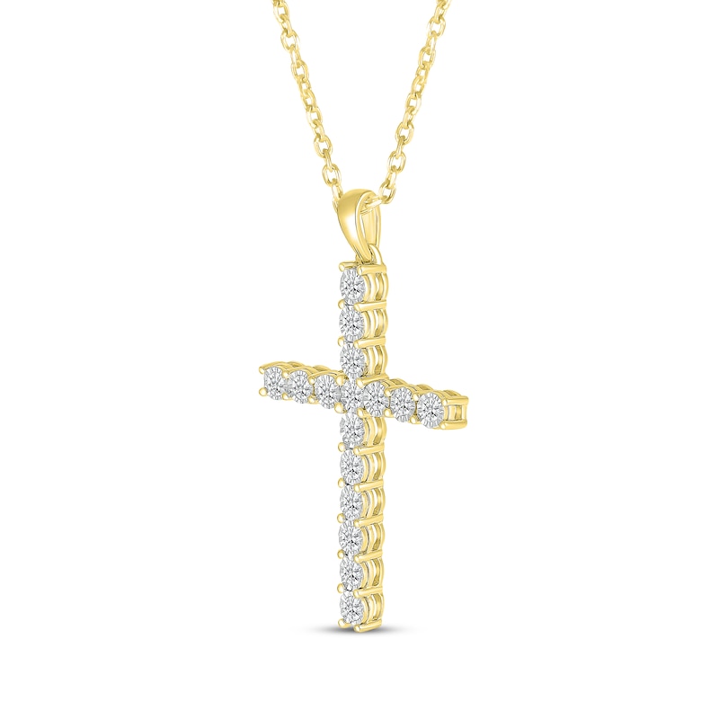 Main Image 2 of Diamond Cross Necklace 1/2 ct tw 10K Yellow Gold 18"