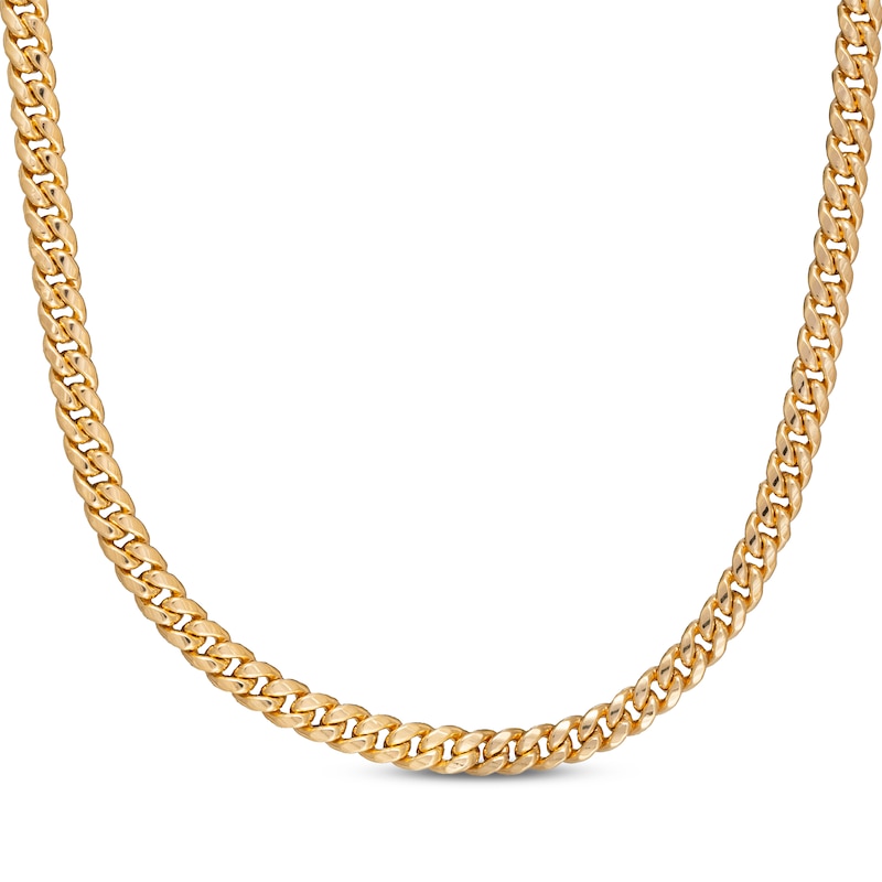 Main Image 1 of Cuban Curb Chain Necklace Hollow 10K Yellow Gold 24&quot;