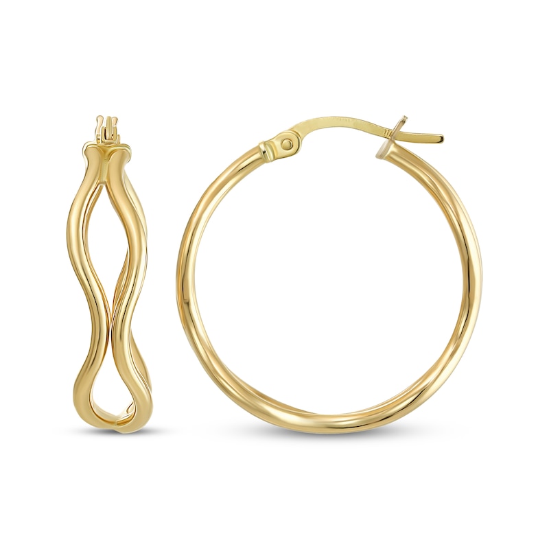 Main Image 1 of Reaura Wavy Double Hoop Earrings Repurposed 14K Yellow Gold 23mm