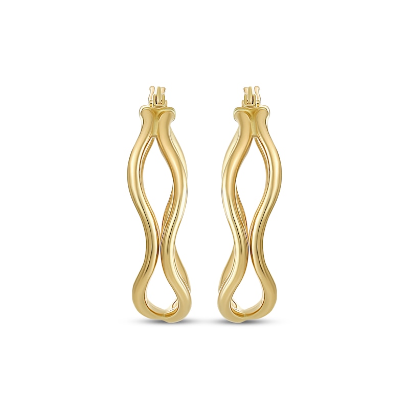 Main Image 2 of Reaura Wavy Double Hoop Earrings Repurposed 14K Yellow Gold 23mm