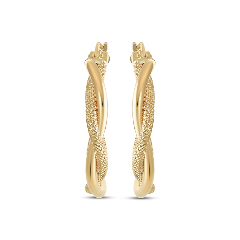 Main Image 2 of Reaura Twisted Mesh Hoop Earrings Repurposed Hollow 14K Yellow Gold 26mm