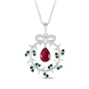 Thumbnail Image 1 of Pear-Shaped Lab-Created Ruby, Lab-Created Emerald & White Lab-Created Sapphire Wreath Necklace Sterling Silver 18&quot;