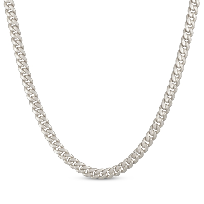 Main Image 1 of Cuban Curb Chain Necklace 6.8mm Hollow 10K White Gold 22&quot;