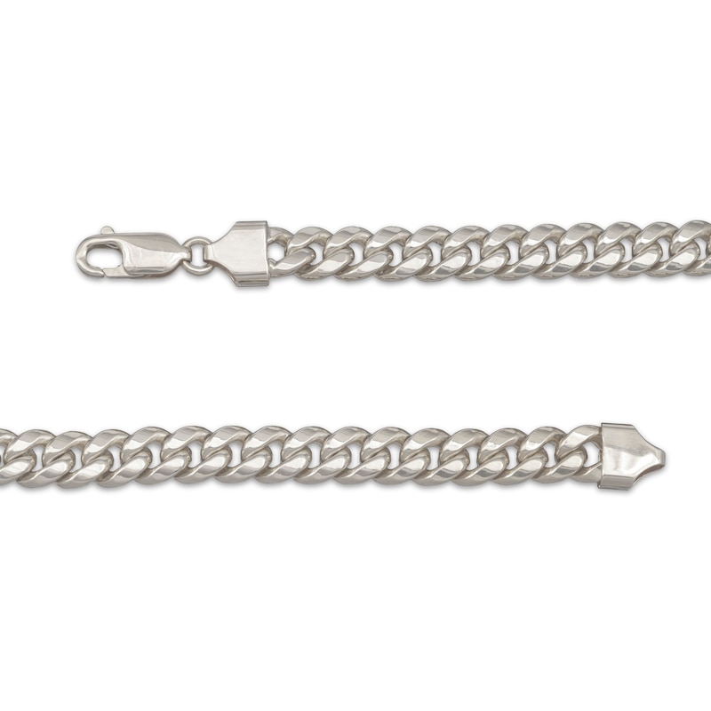 Main Image 3 of Cuban Curb Chain Necklace 6.8mm Hollow 10K White Gold 22&quot;
