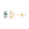 Thumbnail Image 1 of Oval-Cut Swiss Blue Topaz Solitaire Stud Earrings 14K Yellow Gold