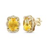 Thumbnail Image 1 of Oval-Cut Citrine & Diamond Scallop Frame Stud Earrings 1/8 ct tw 10K Yellow Gold