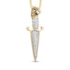 Thumbnail Image 1 of Men's Black & White Diamond Dragon Head Dagger Necklace 3/8 ct tw 10K Yellow Gold 22&quot;