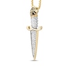 Thumbnail Image 2 of Men's Black & White Diamond Dragon Head Dagger Necklace 3/8 ct tw 10K Yellow Gold 22&quot;