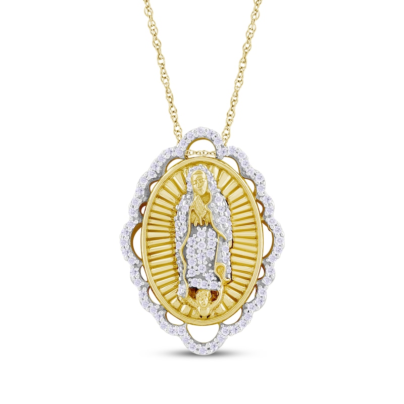 Diamond Our Lady Of Guadalupe Necklace 1 6 Ct Tw 14K Yellow Gold 18 Kay how-much-is-1-cent-in-robux-playbite