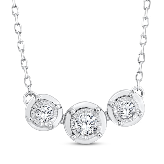 Memories, Moments, Magic Three-Stone Diamond Necklace 1/4 ct tw 10K White Gold 18"