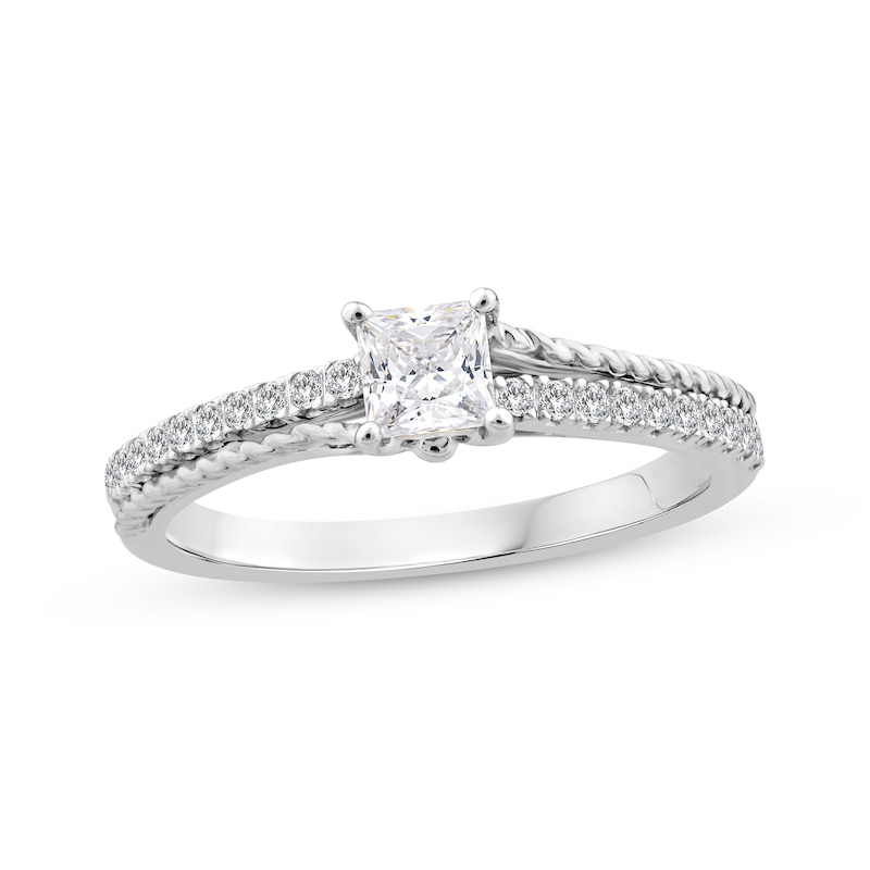 Main Image 1 of Threads of Love Princess-Cut Diamond Engagement Ring 5/8 ct tw 14K White Gold