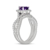 Thumbnail Image 2 of Neil Lane Pear-Shaped Amethyst & Diamond Halo Bridal Set 5/8 ct tw 14K White Gold