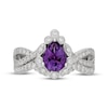 Thumbnail Image 3 of Neil Lane Pear-Shaped Amethyst & Diamond Halo Bridal Set 5/8 ct tw 14K White Gold