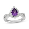 Thumbnail Image 1 of Neil Lane Pear-Shaped Amethyst & Diamond Scalloped Halo Engagement Ring 1/2 ct tw 14K White Gold