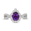 Thumbnail Image 3 of Neil Lane Pear-Shaped Amethyst & Diamond Scalloped Halo Engagement Ring 1/2 ct tw 14K White Gold