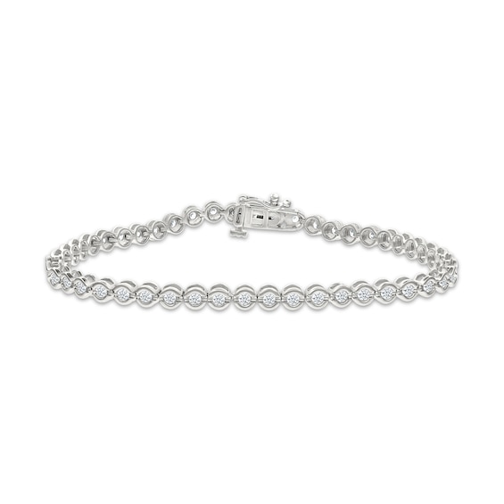Diamond Circle Link Bracelet 1 ct tw 10K White Gold 7"