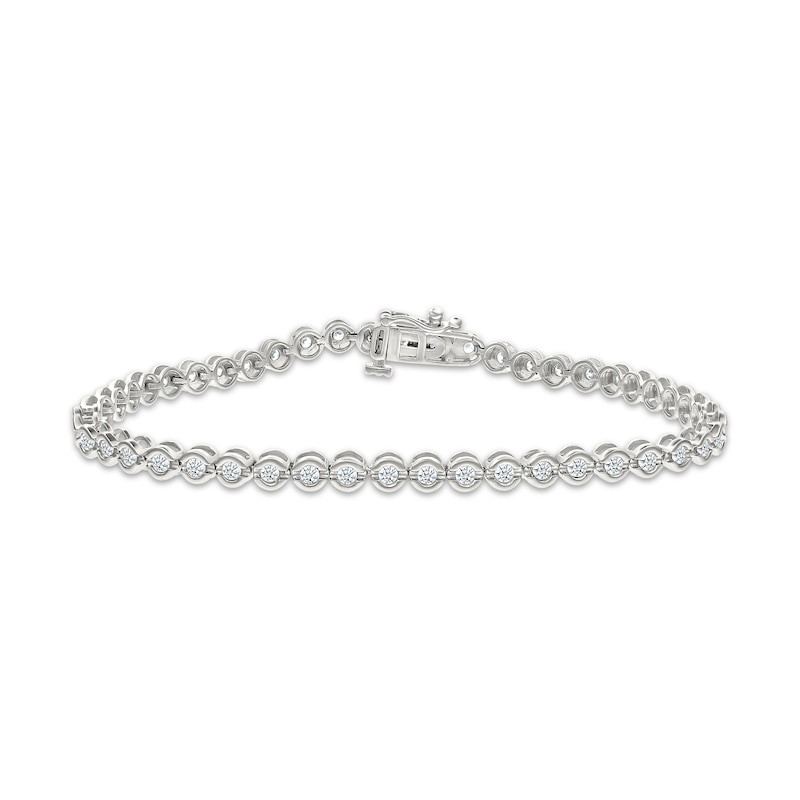 Main Image 1 of Diamond Circle Link Bracelet 1 ct tw 10K White Gold 7"