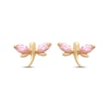Thumbnail Image 2 of Children's Marquise-Cut Pink Cubic Zirconia Dragonfly Stud Earrings 14K Yellow Gold