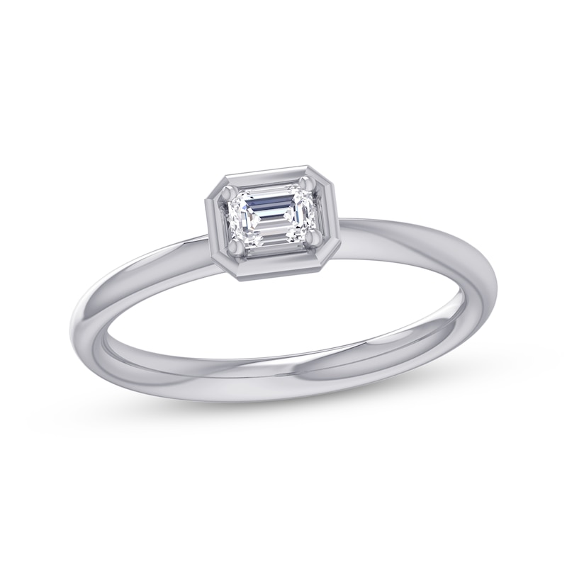 Main Image 1 of Now + Forever East West Emerald-Cut Diamond Solitaire Engagement Ring 1/4 ct tw 14K White Gold (I/I1)