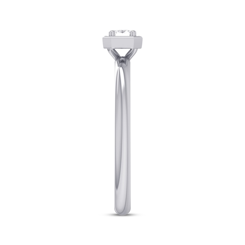 Main Image 2 of Now + Forever East West Emerald-Cut Diamond Solitaire Engagement Ring 1/4 ct tw 14K White Gold (I/I1)
