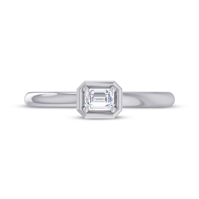Main Image 4 of Now + Forever East West Emerald-Cut Diamond Solitaire Engagement Ring 1/4 ct tw 14K White Gold (I/I1)