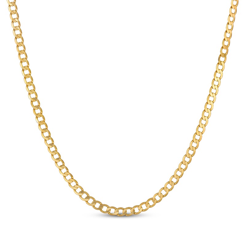Main Image 1 of Diamond-Cut Flat Curb Chain Necklace 5mm Solid 14K Yellow Gold 22&quot;
