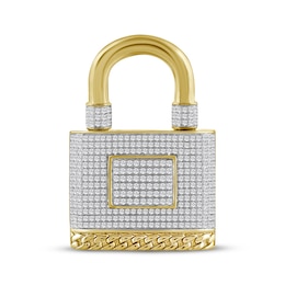 Men's Diamond Lock Charm 1 ct tw 10K Yellow Gold