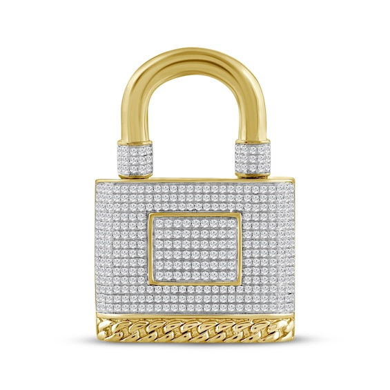 Men's Diamond Lock Charm 1 ct tw 10K Yellow Gold