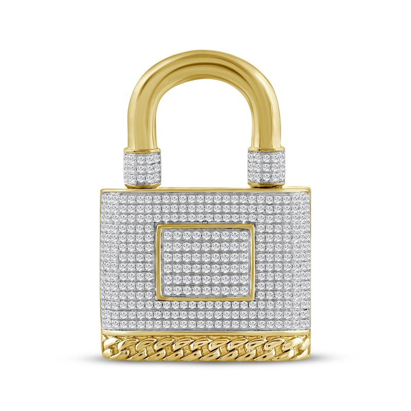 Main Image 1 of Men's Diamond Lock Charm 1 ct tw 10K Yellow Gold